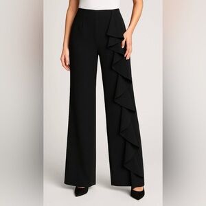 AMUR Black Wide Leg Ruffle Pants